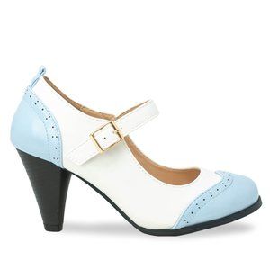 Women's Blue/White Two Tone Mary Jane Retro Pump